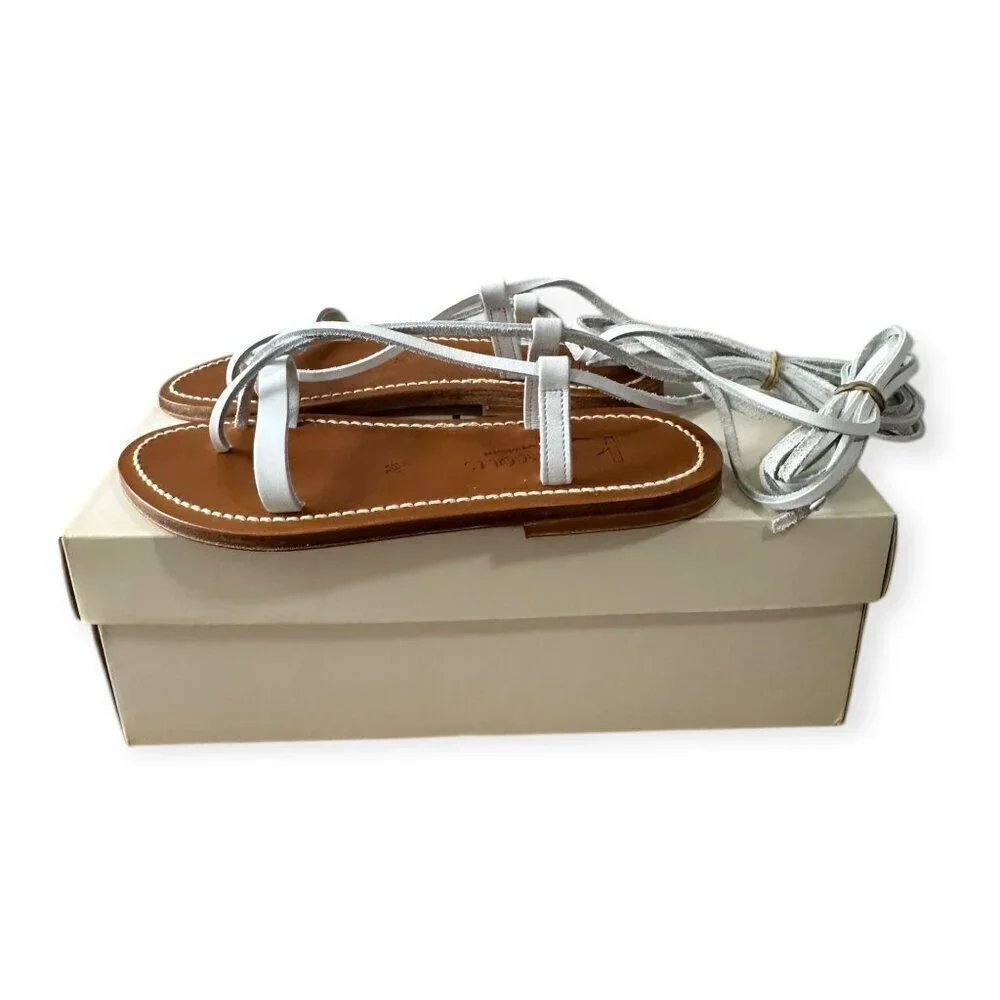 K JACQUES St Tropez‎ Venise Flip-Flops in Gold Leather, Size 36 EU